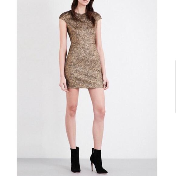 Diane Von Furstenberg Hadlie two metallic gold jacquard sheath dress DVF size 6 - Picture 13 of 13